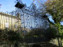View of decorative gates of Tanfield Hall November 2016